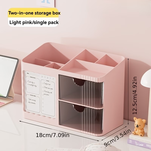 1 Desktop Organizer/Pencil Box - with 6 compartments/2 drawers on the right side