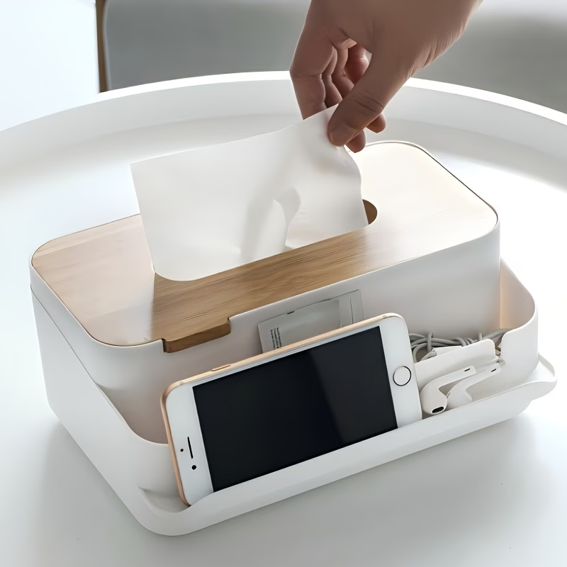 Wooden Lid Tissue Box Kitchen Bedroom Sundries Storage Box Napkin Paper Tissue