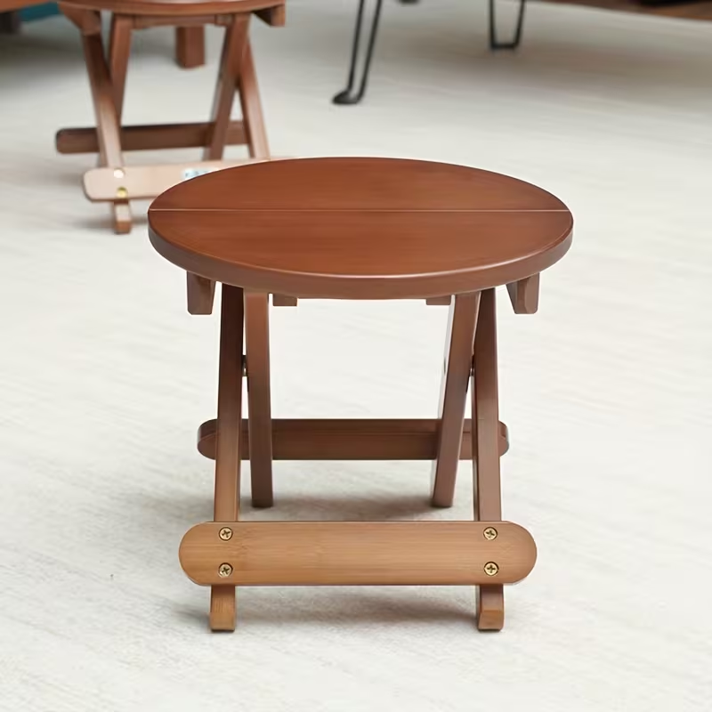 A portable folding round stool, shoe stool, lounge stool, bamboo stool
