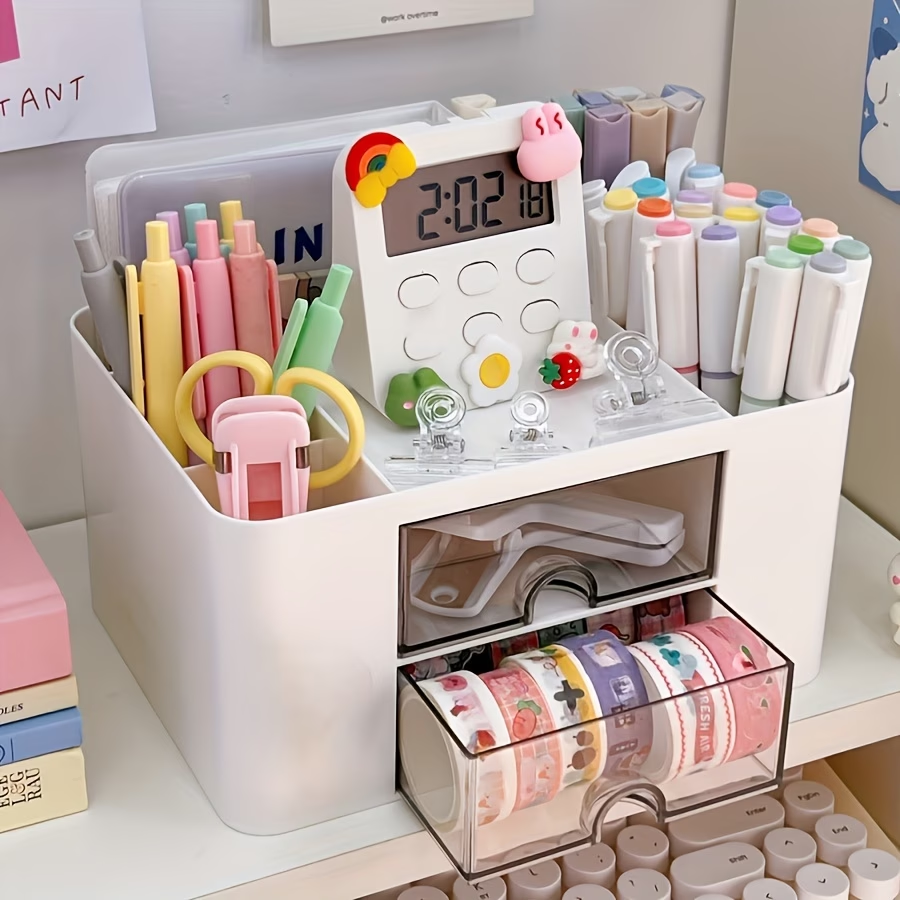 One desktop drawer storage box, two drawer multi-compartment storage racks