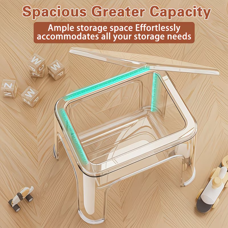 Transparent shoe changing stool with hollow storage, waterproof, sturdy and durable.