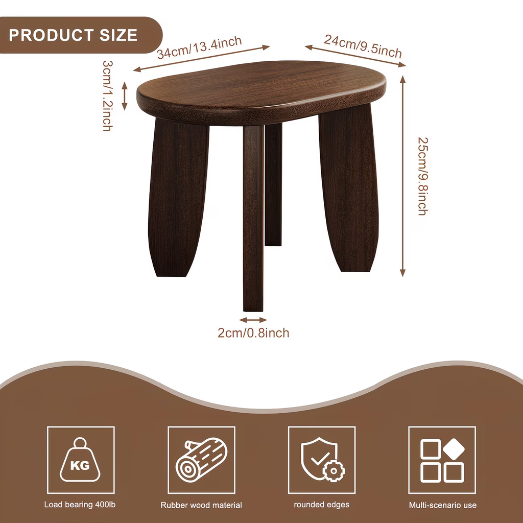 9.8-inch small solid wood footstool, footstool with a weight capacity of 300 kg.