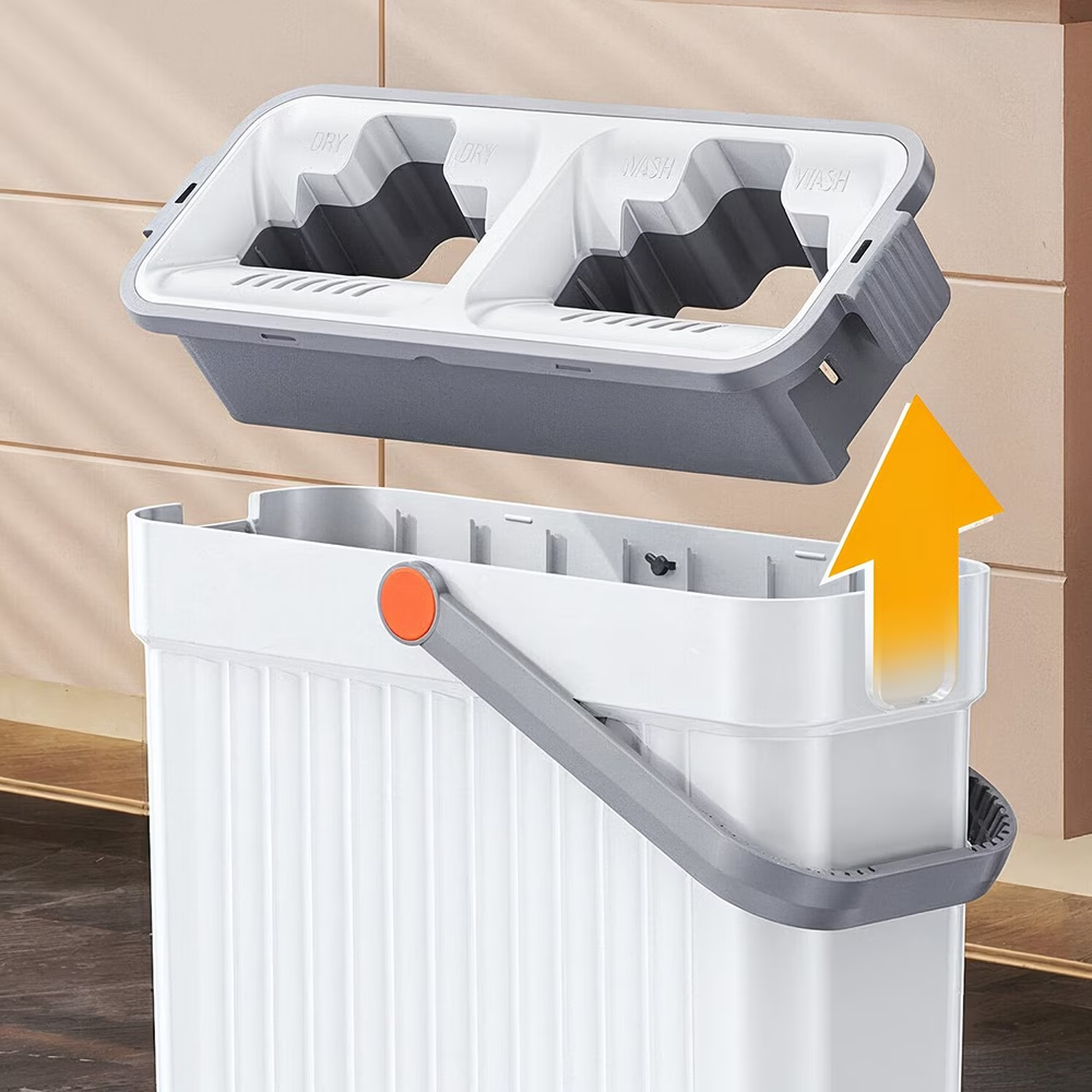 2-in-1 Hands-Free Flat Mop and Bucket Set - Wet and Dry Separation