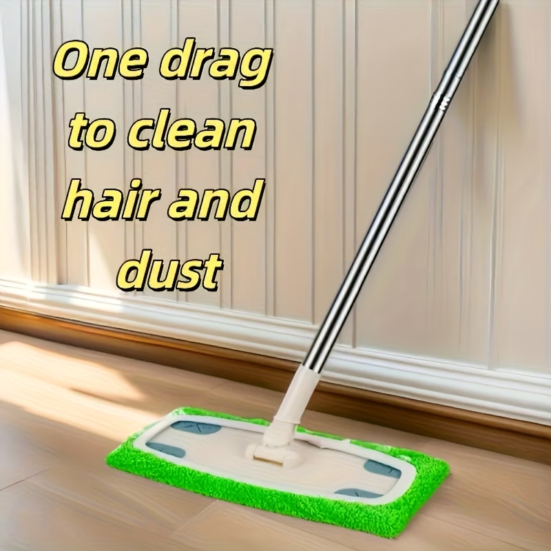 Flat mop with handle, comes with 4 or 6 washable microfiber mop cloths.