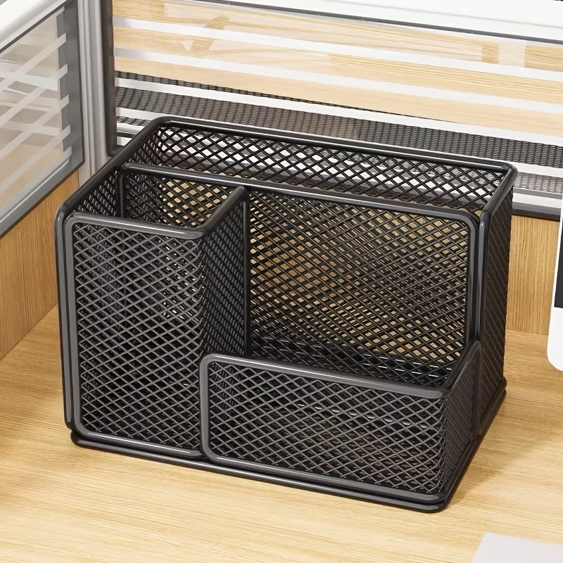 Three-compartment metal storage box | Carbon steel material, painted finish