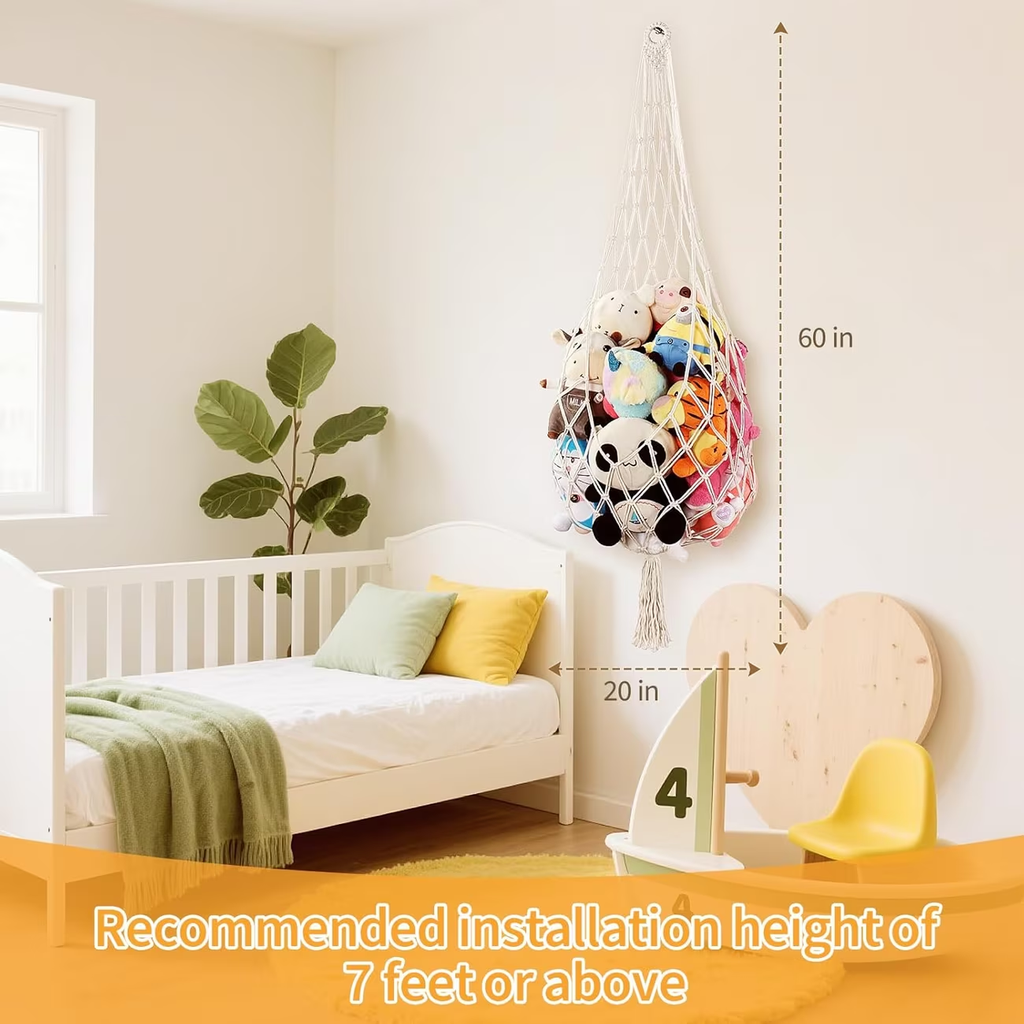 6.5-foot tall plush toy storage rack | Plush toy hammock corner hanging net