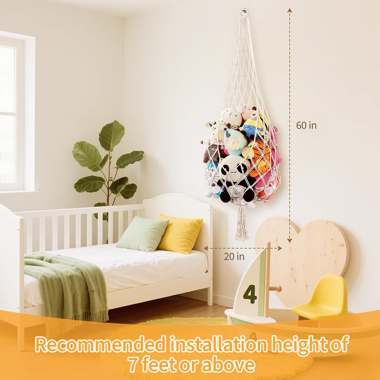 6.5-foot tall plush toy storage rack | Plush toy hammock corner hanging net