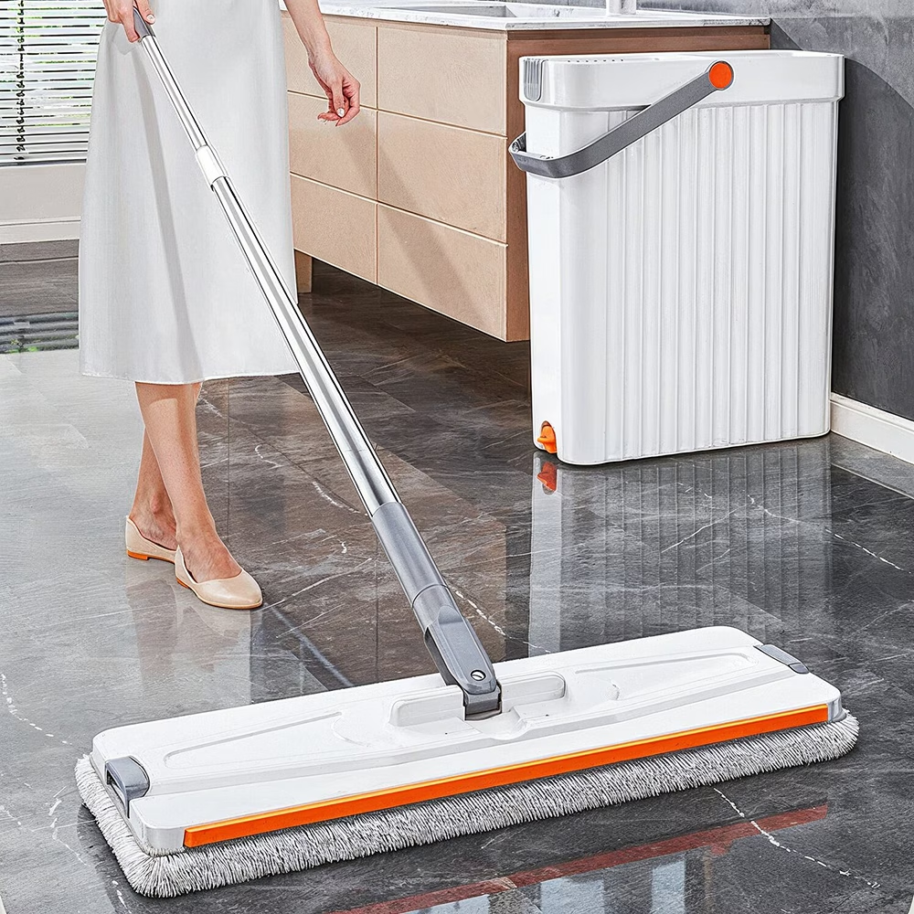 2-in-1 Hands-Free Flat Mop and Bucket Set - Wet and Dry Separation