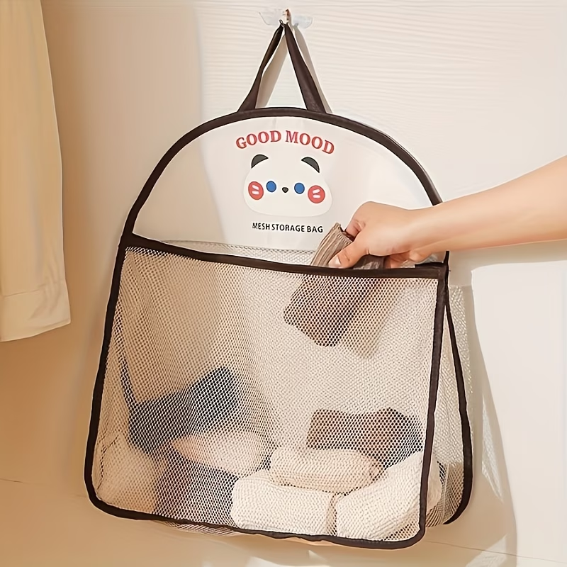 Hanging mesh storage bag | Breathable fabric, cute animal pattern