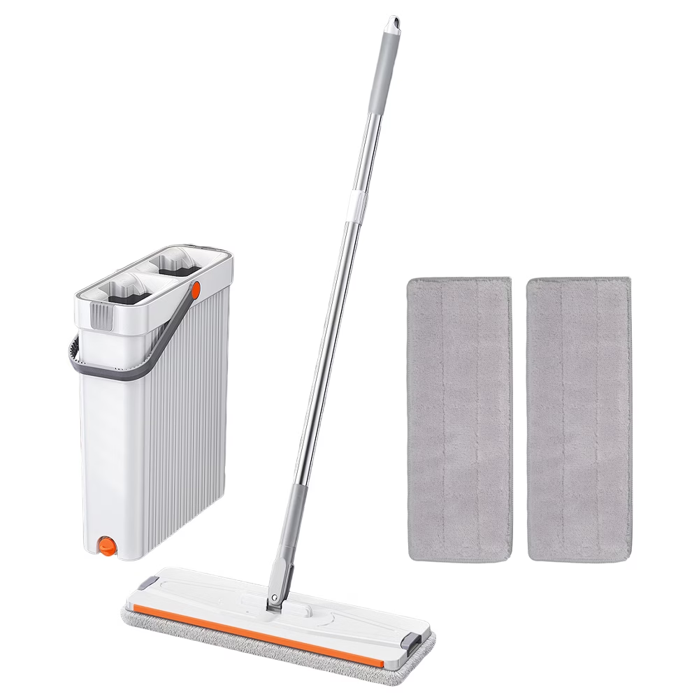 2-in-1 Hands-Free Flat Mop and Bucket Set - Wet and Dry Separation