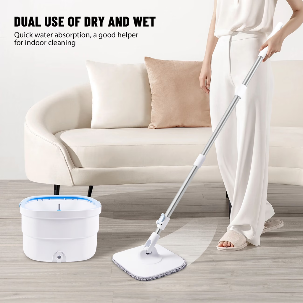 Washable and dry mop bucket set, 360° rotating flat mop.