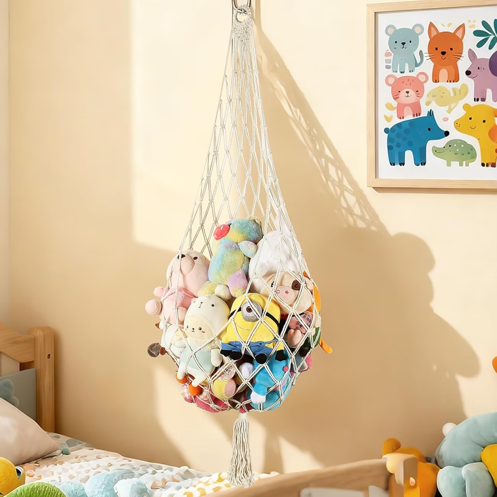 6.5-foot tall plush toy storage rack | Plush toy hammock corner hanging net