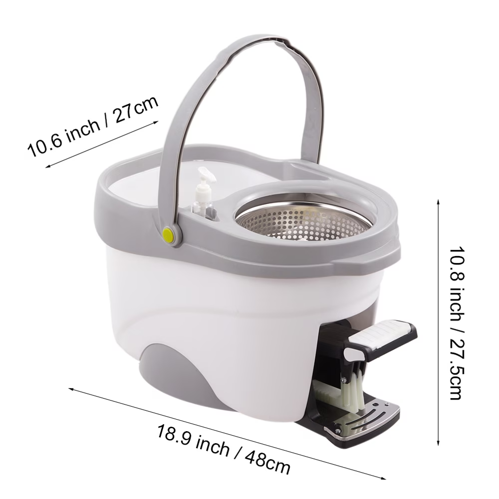 Foot-operated rotating mop and bucket set, 360° rotating floor cleaning system