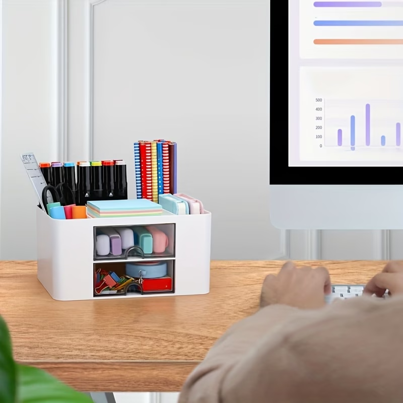 One desktop drawer storage box, two drawer multi-compartment storage racks