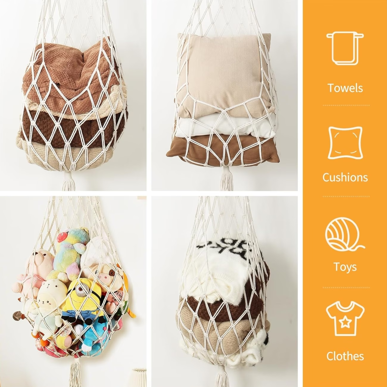 6.5-foot tall plush toy storage rack | Plush toy hammock corner hanging net