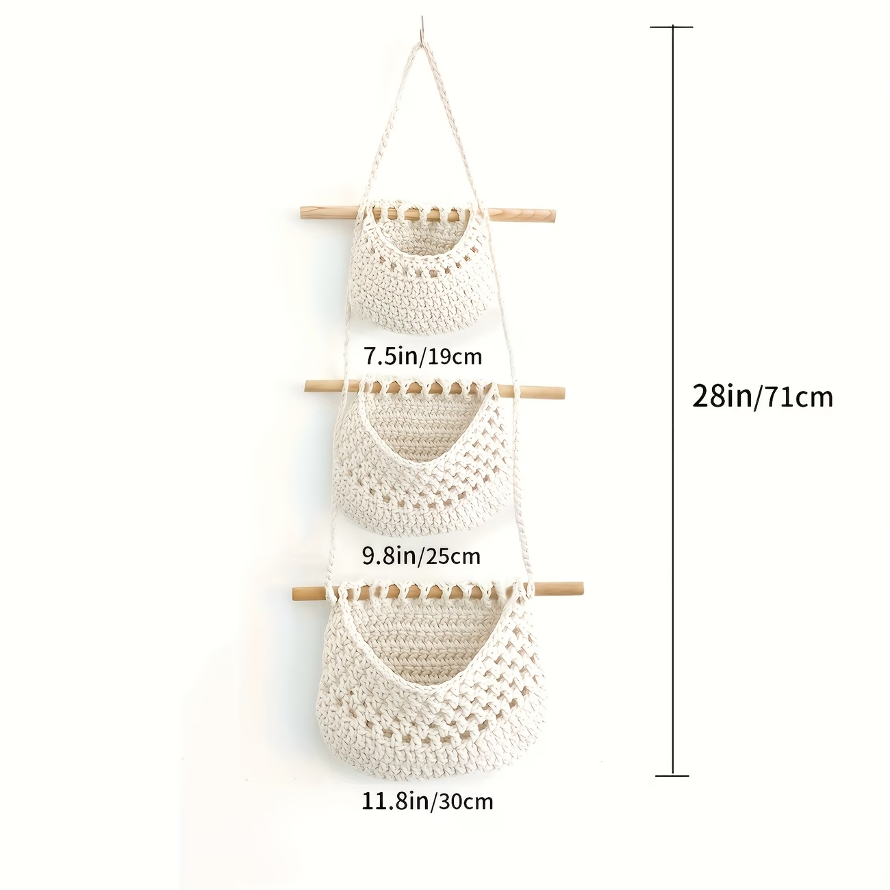 Bohemian-style tassel woven / 1 white fabric storage bag
