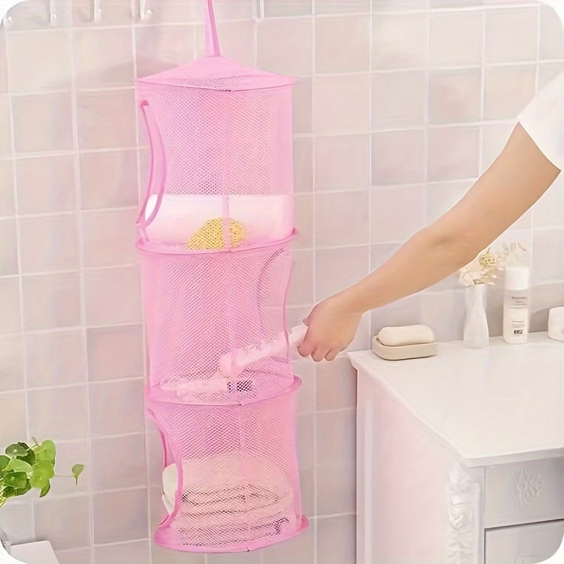 A foldable hanging storage basket suitable for storing toys.