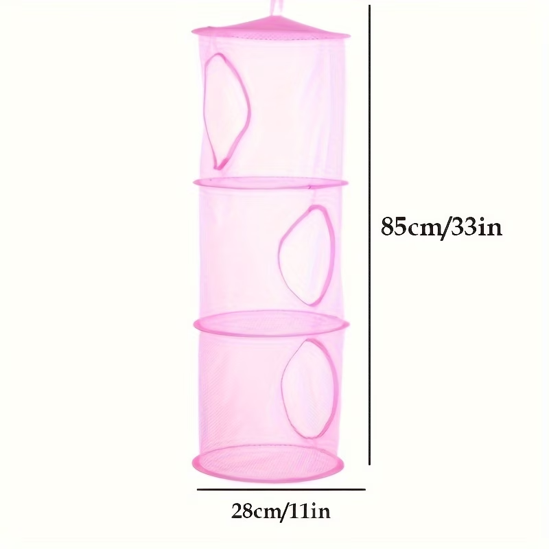 A foldable hanging storage basket suitable for storing toys.