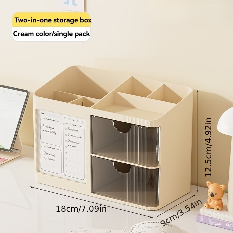 1 Desktop Organizer/Pencil Box - with 6 compartments/2 drawers on the right side