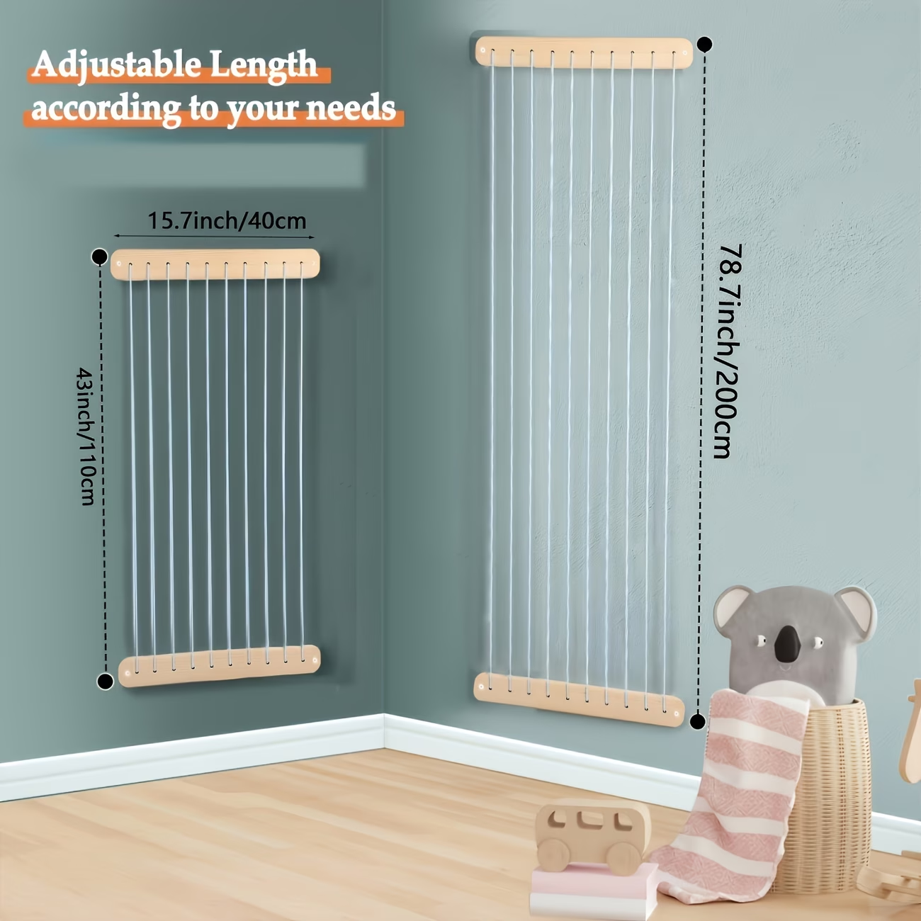 Wooden plush toy storage hammock and wall mesh