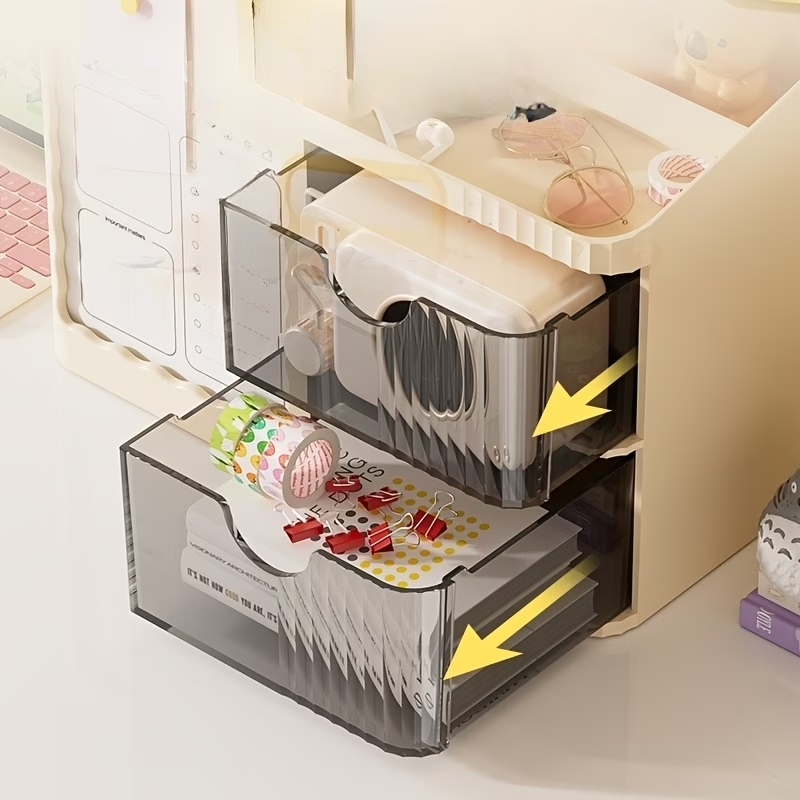 1 Desktop Organizer/Pencil Box - with 6 compartments/2 drawers on the right side
