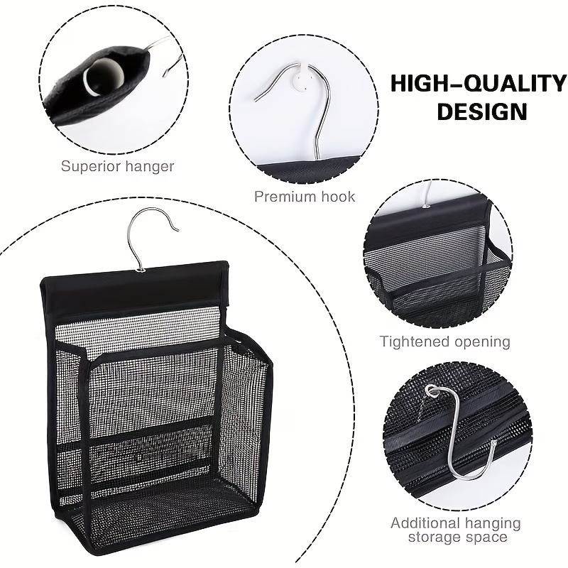 1 mesh shower storage hook, multi-functional hanging bathroom basket, easy to install