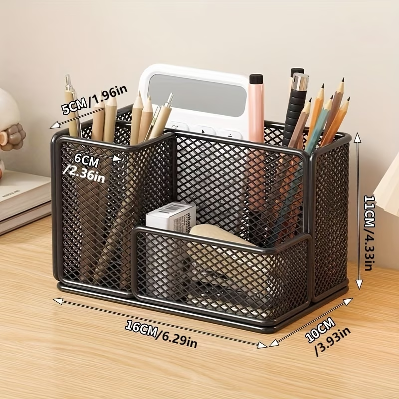Three-compartment metal storage box | Carbon steel material, painted finish