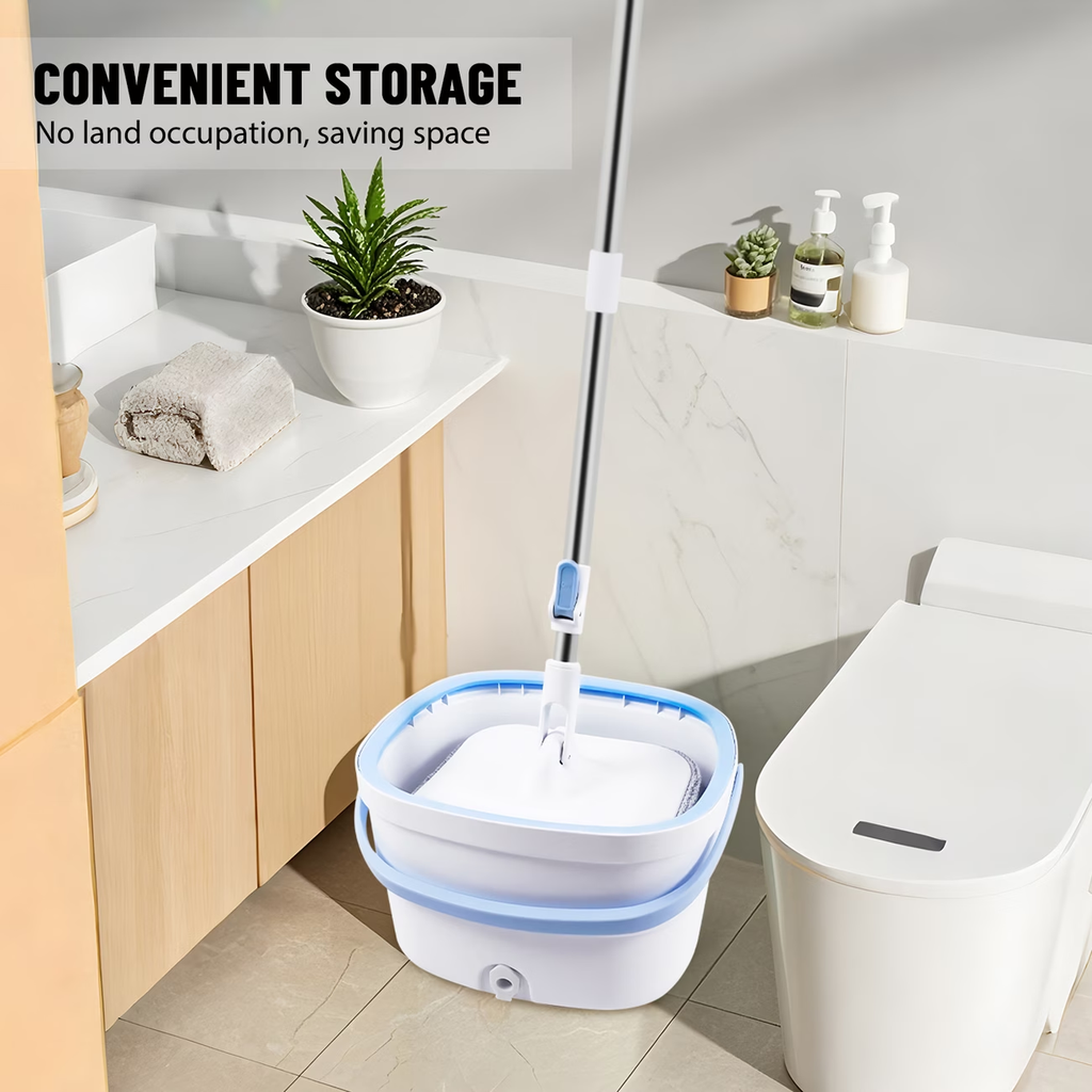 Washable and dry mop bucket set, 360° rotating flat mop.
