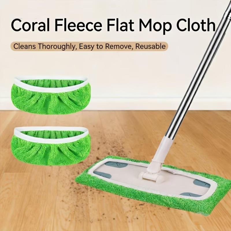 Flat mop with handle, comes with 4 or 6 washable microfiber mop cloths.
