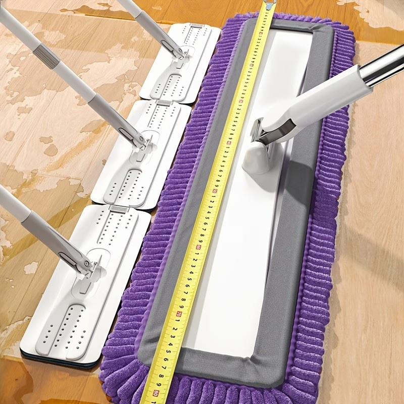 Large flat mop with a thickened plush cleaning pad, suitable for both wet and dry mopping.