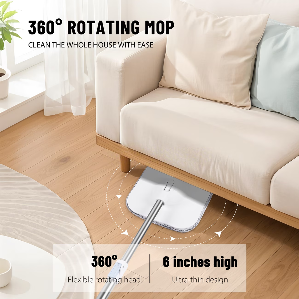Washable and dry mop bucket set, 360° rotating flat mop.
