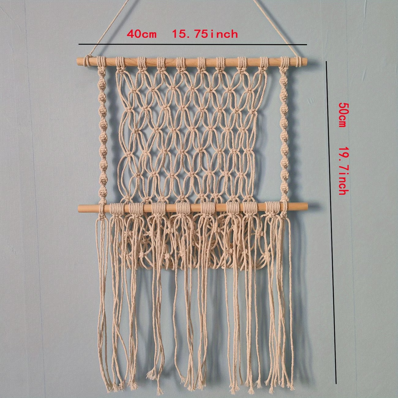 Handmade woven rope storage rack, simple decoration, wall-mounted mesh bag