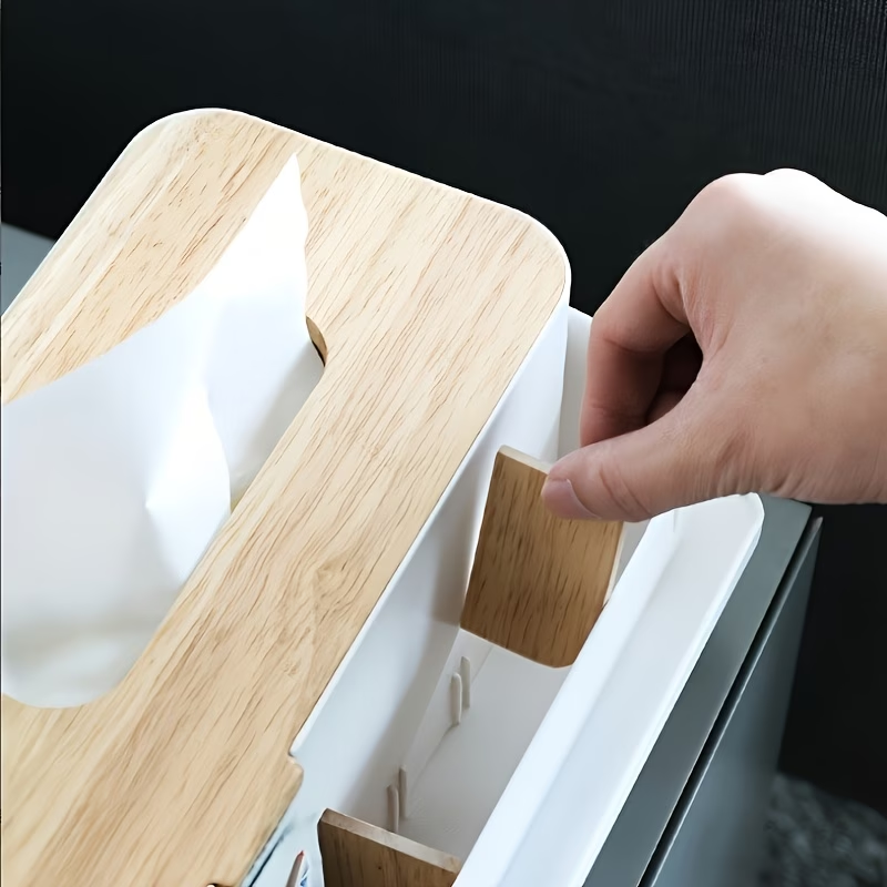 Wooden Lid Tissue Box Kitchen Bedroom Sundries Storage Box Napkin Paper Tissue