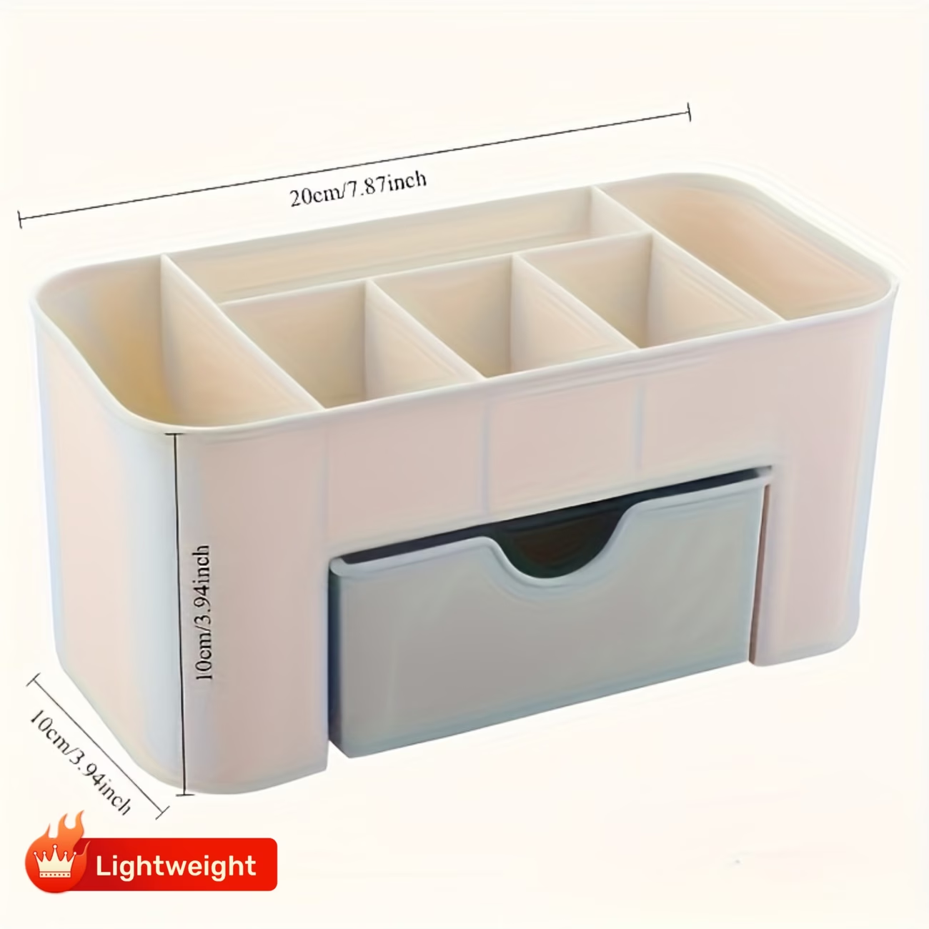 Multi-colored cosmetic storage box with drawers, made of lightweight plastic