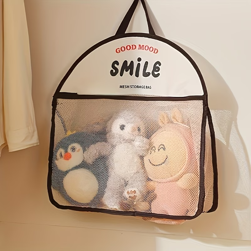 Hanging mesh storage bag | Breathable fabric, cute animal pattern