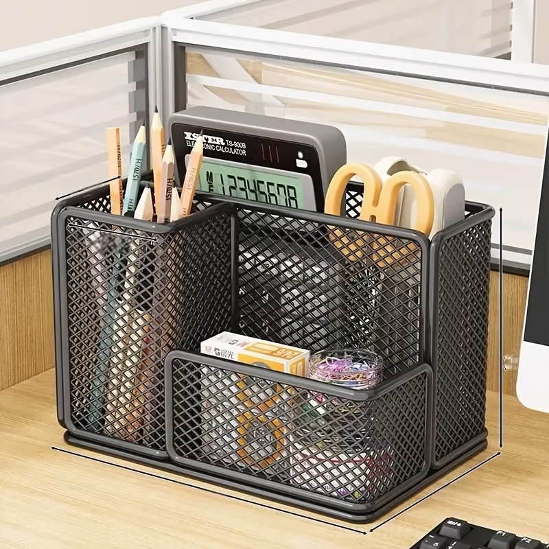 Three-compartment metal storage box | Carbon steel material, painted finish