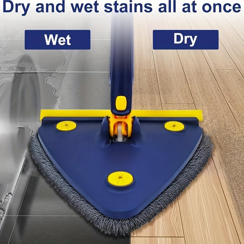 360° rotating triangular mop, adjustable and extendable.