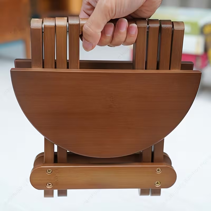 A portable folding round stool, shoe stool, lounge stool, bamboo stool