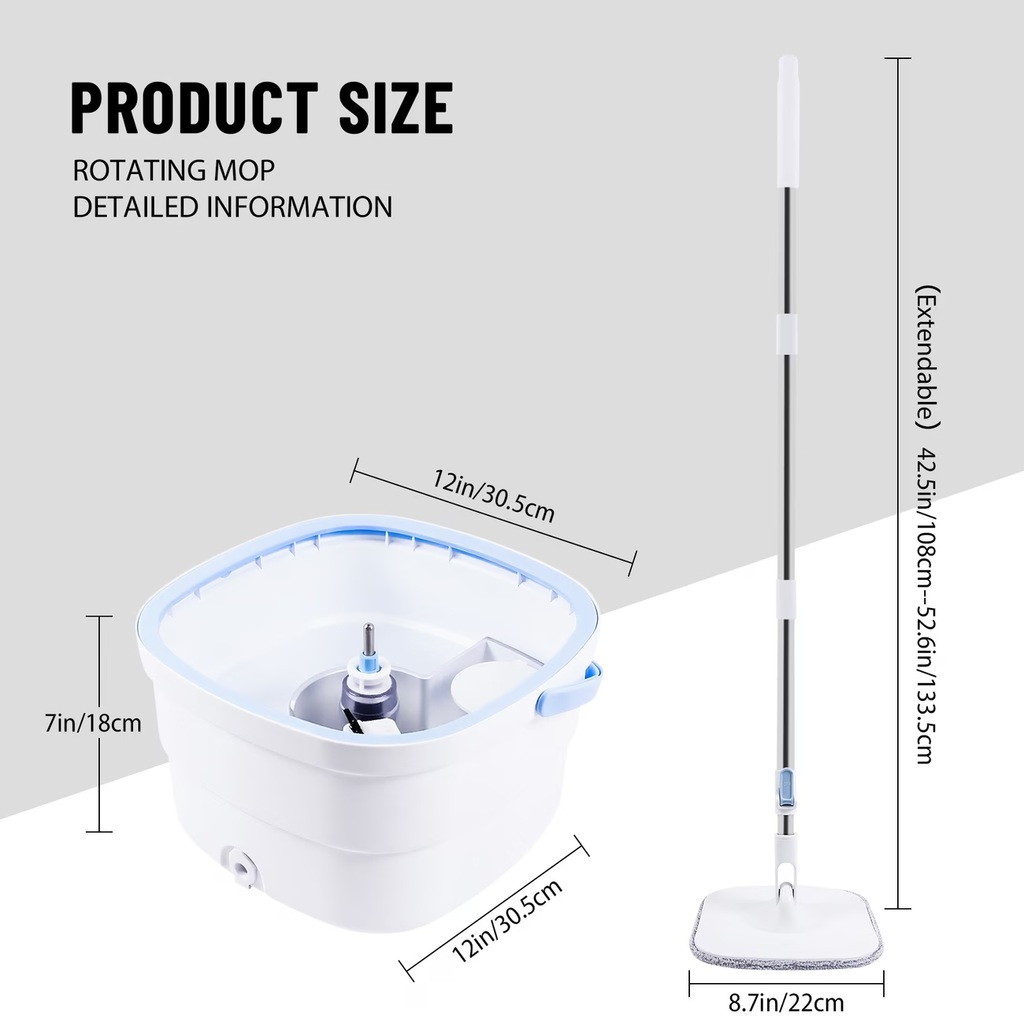 Washable and dry mop bucket set, 360° rotating flat mop.