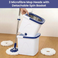 Spin mop set with a double-bucket design, one for clean water and one for dirty water.