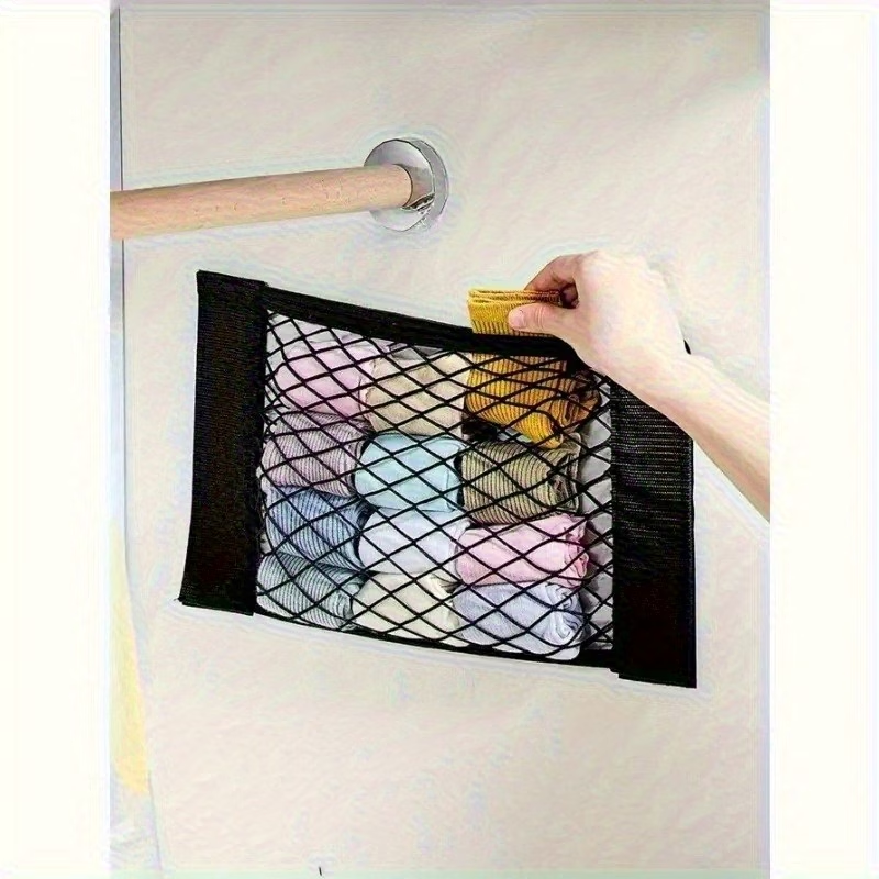 Adhesive wall-mounted storage mesh bags. No drilling required.