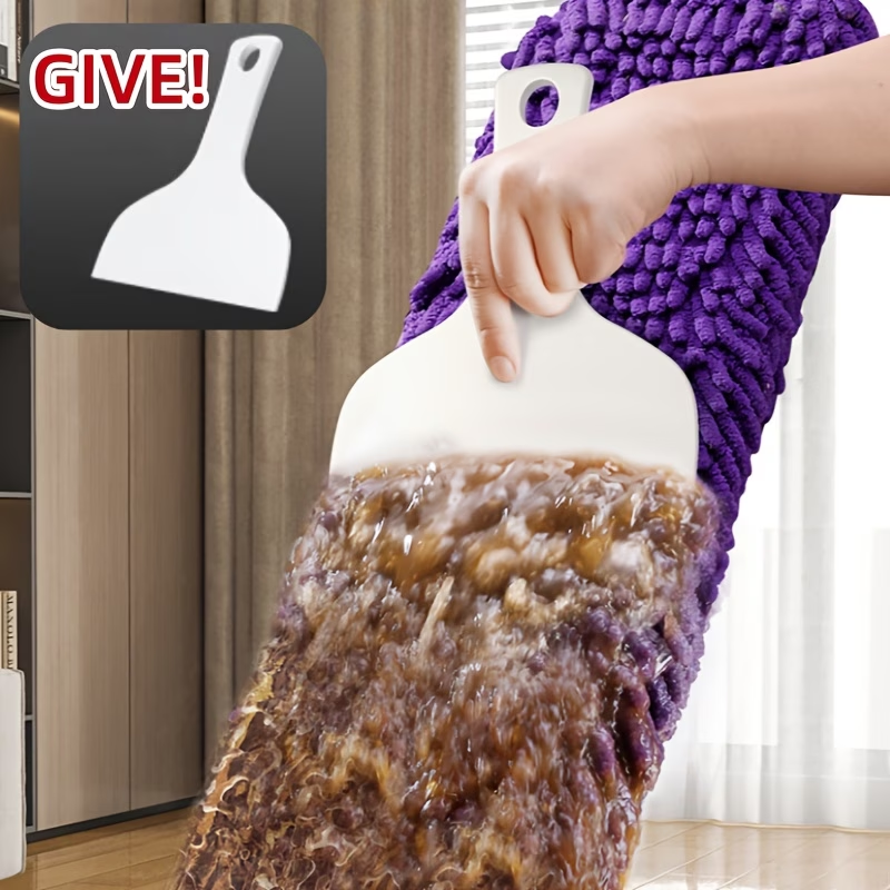 Large flat mop with a thickened plush cleaning pad, suitable for both wet and dry mopping.
