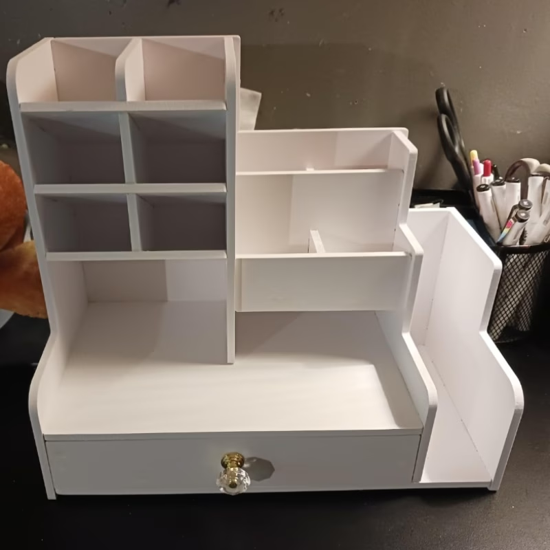 Desktop pen holder storage box with drawers and double-layer file rack.