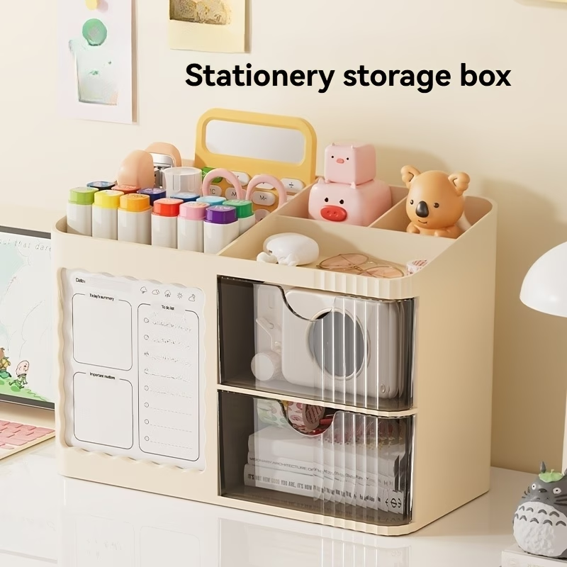 1 Desktop Organizer/Pencil Box - with 6 compartments/2 drawers on the right side