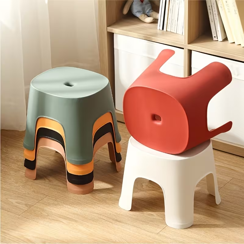 Mixed color plastic stools, shoe stools, stackable, thickened design