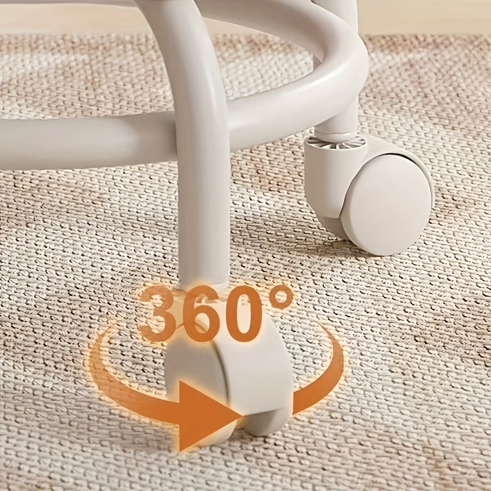Portable round stool with backrest for changing shoes at the entrance.