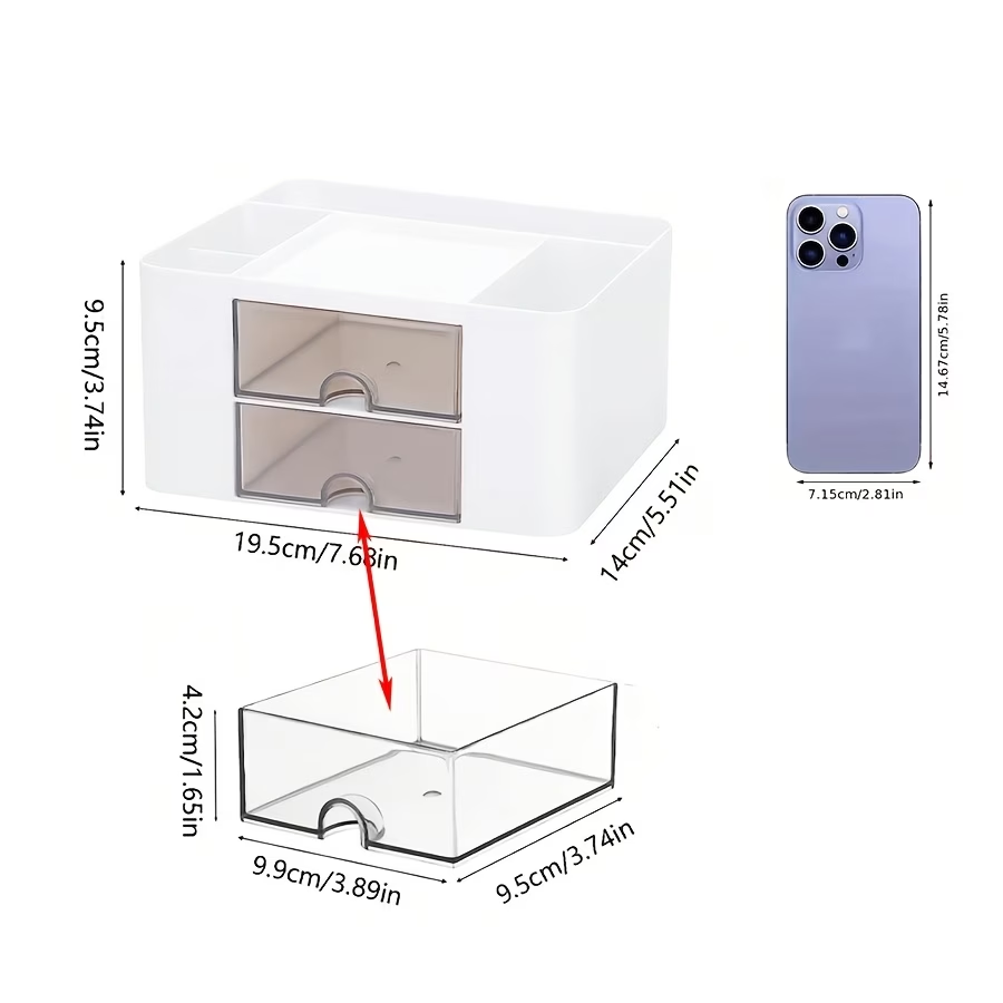 One desktop drawer storage box, two drawer multi-compartment storage racks