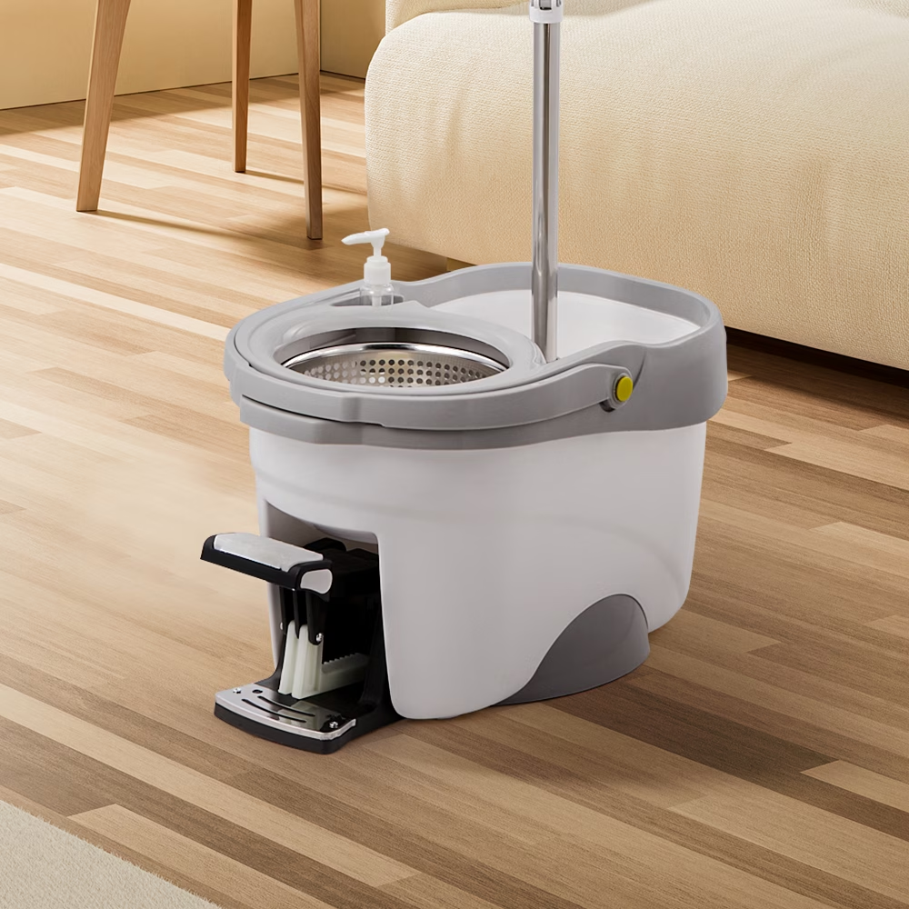Foot-operated rotating mop and bucket set, 360° rotating floor cleaning system