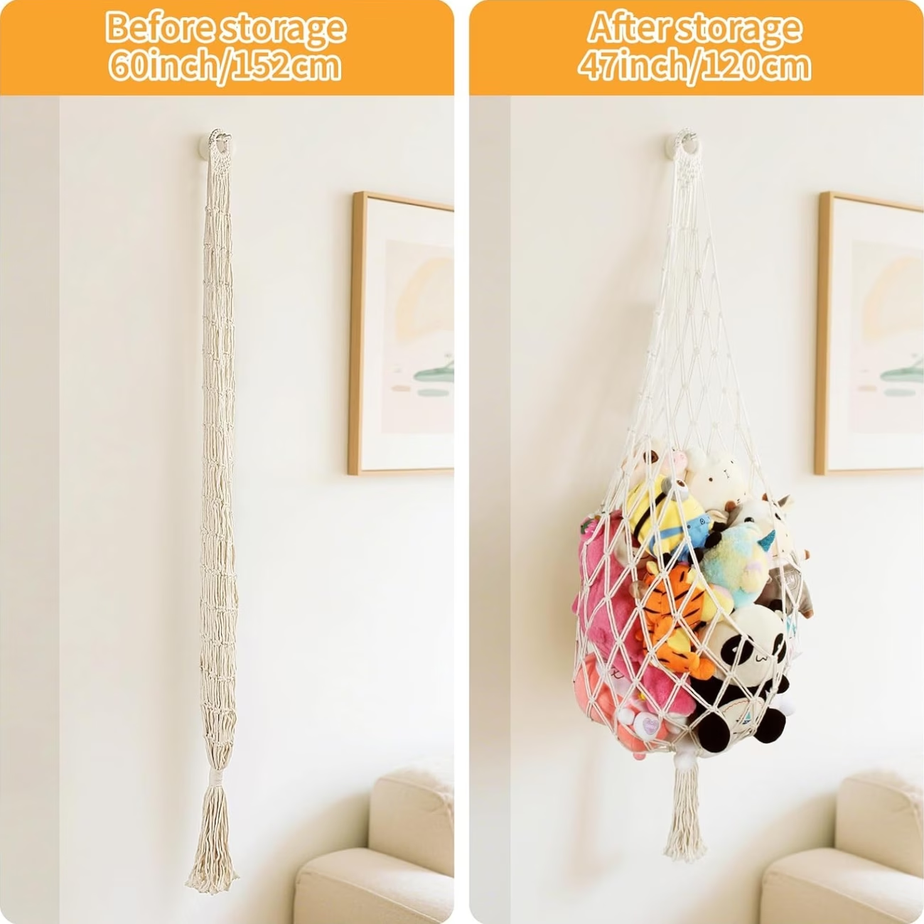 6.5-foot tall plush toy storage rack | Plush toy hammock corner hanging net