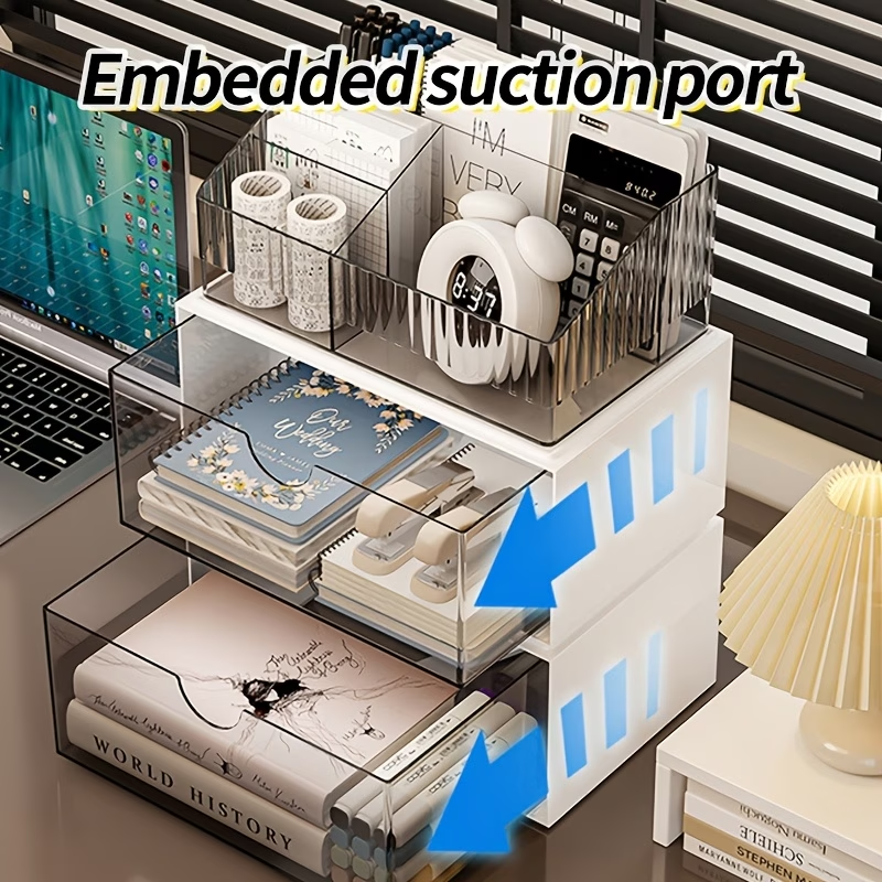 Large capacity desktop storage box with drawers - multi-layer transparent storage box